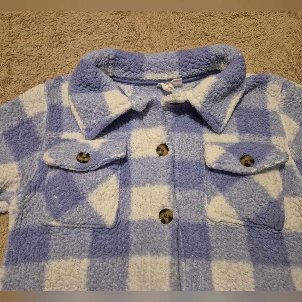 Girl's Roxy Plaid Sherpa Shirt Jacket M 8-10 LIKE NEW - Picture 7 of 13